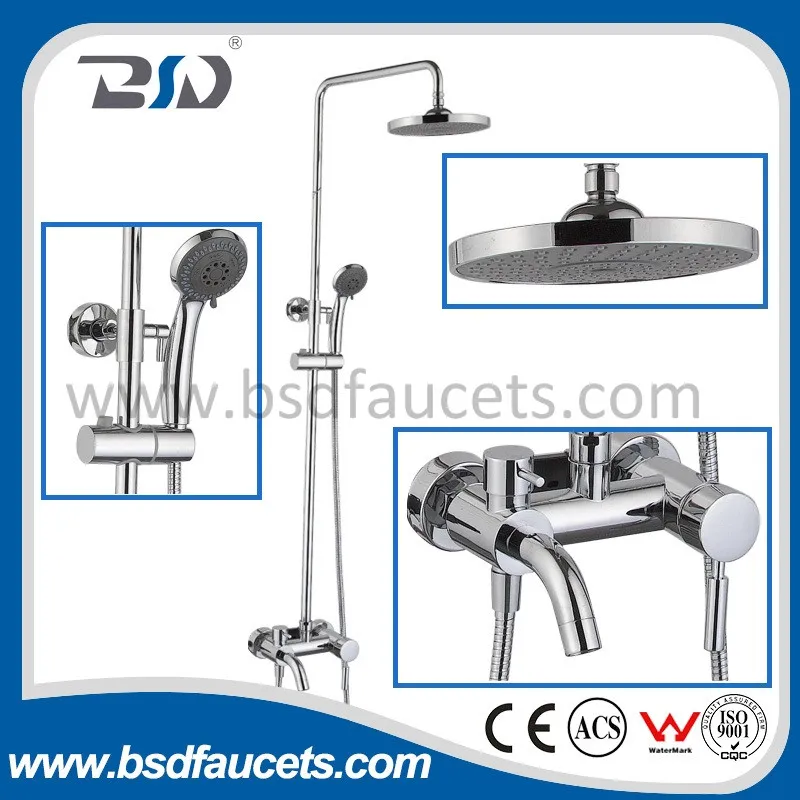 Unique Design Round Tube Chrome-Plated Bathroom Brass Shower Set