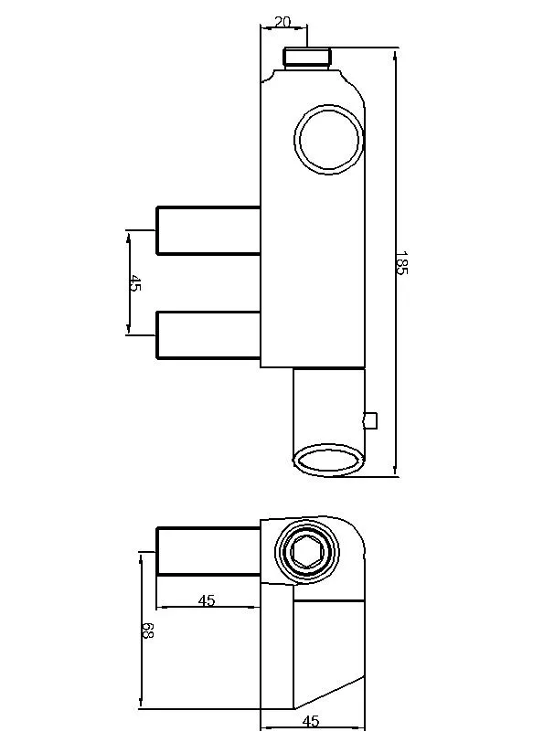 Vernet Brass L Shape Mini Thermostatic Mixer