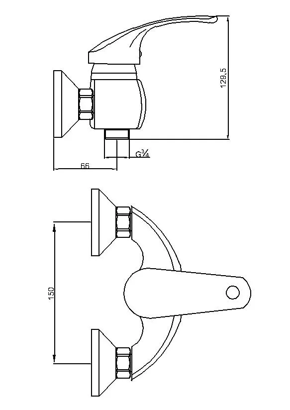 Wall Mount Bathroom Brass Shower Mixer