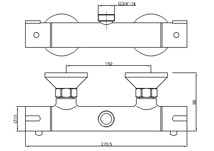 Wall Mounted Double Handles Thermostatic Shower Faucet