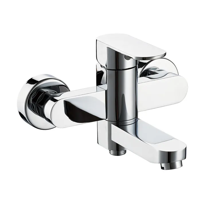 Wall Mounted One Lever Chrome Swivling Bath Faucet