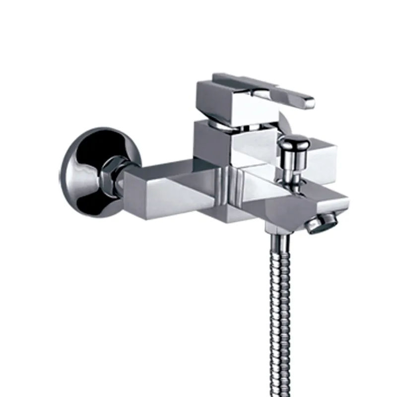 Wall Mounted Square Brass Chrome Bath Mixer Chrome Plated