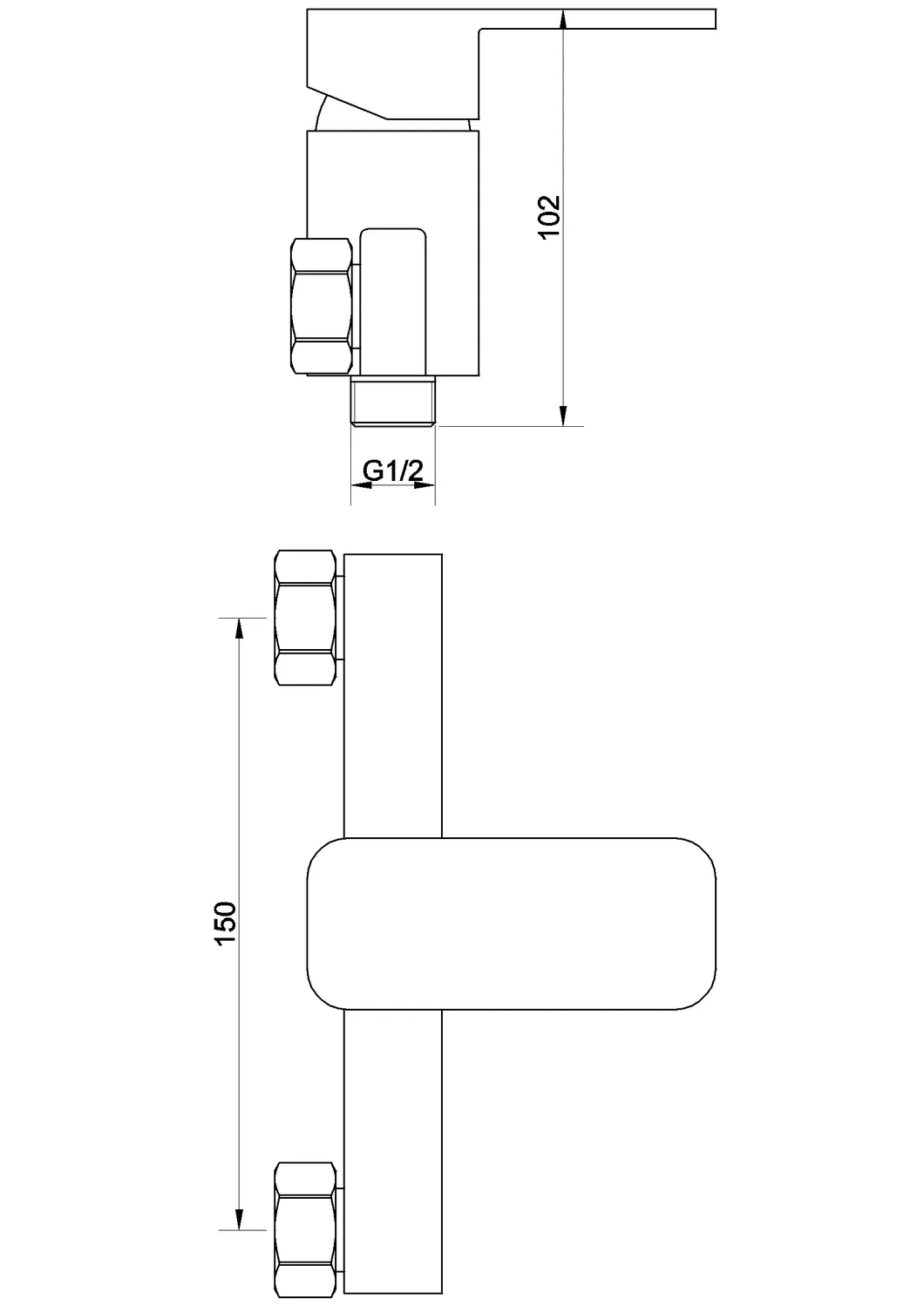 Wall Mounted Square Sanitary Shower Faucet Mixer