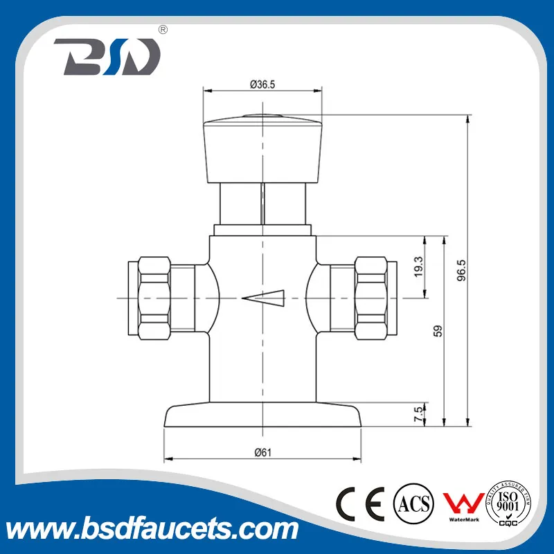 Wall Mounted Time Delay Self Closing Shower Valve Faucet