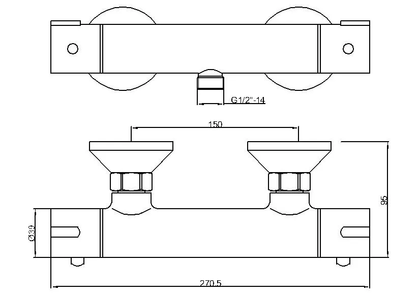 Wall Mounted Two Handle Thermostatic Shower Mixer