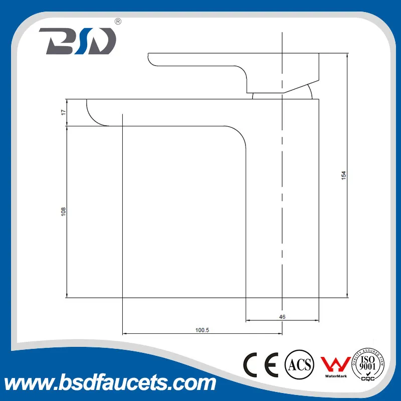 Watermark Wels Bathroom Sink Chrome Brass Square Basin Faucet Mixer