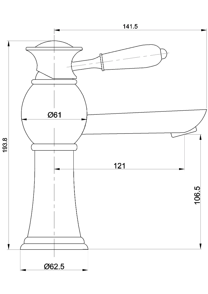 White Ceramic Handle Chrome Plated Water Basin Faucet
