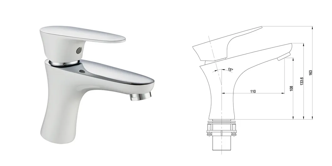 White Chrome Single-Handle Basin Mixer Tap Bathroom Brass Faucets